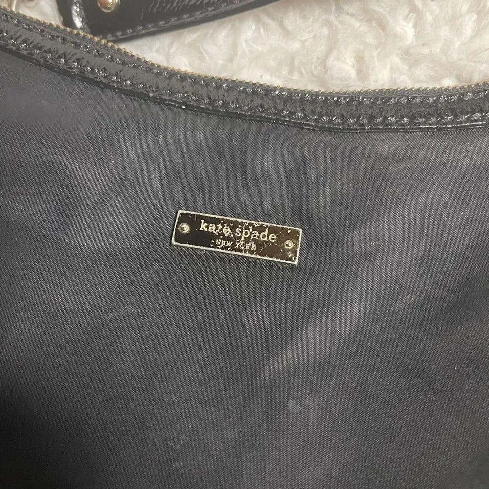 Kate Spade Black Nylon Chain and patent Strap and trim shoulder Bag